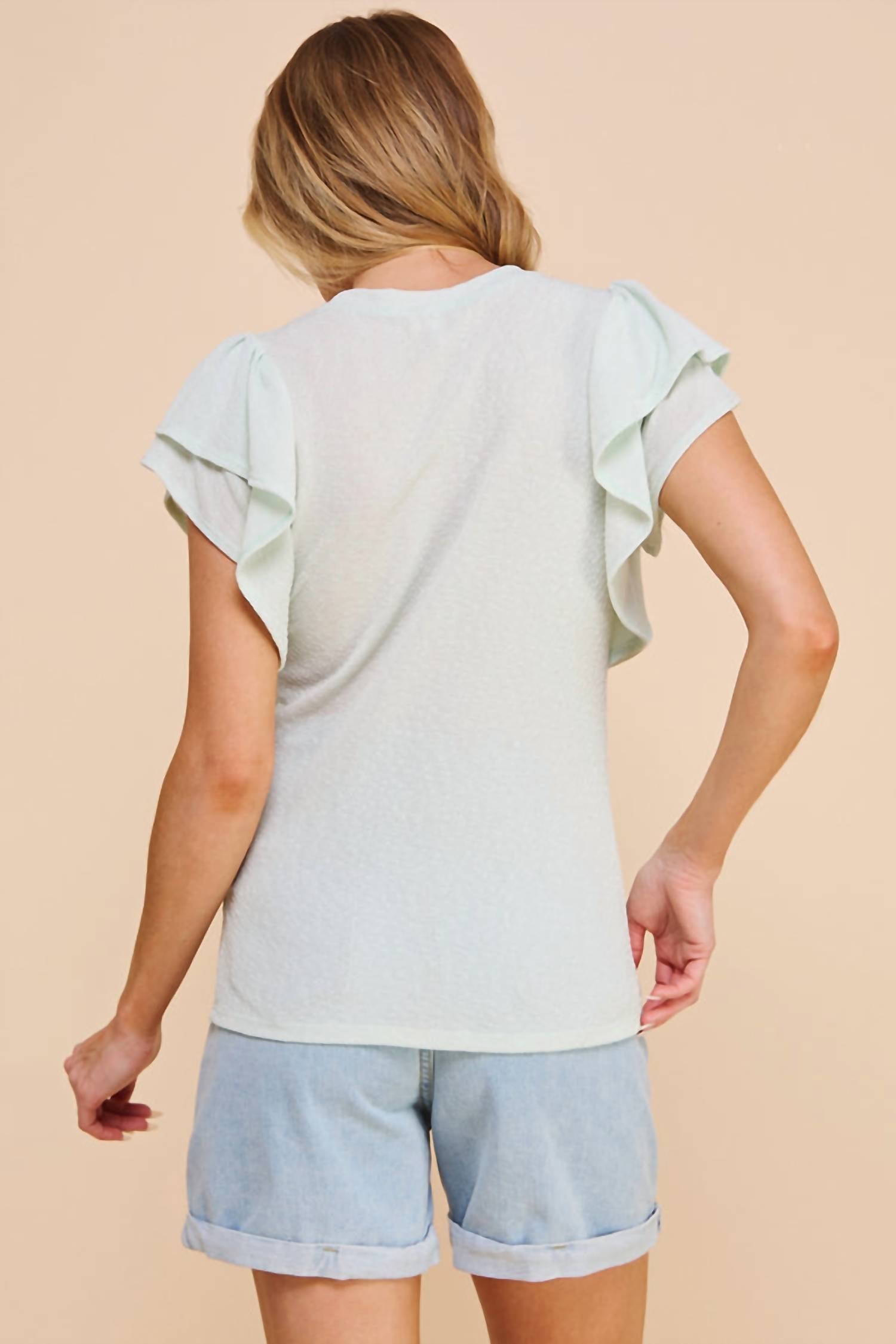 If She Loves - Sparkly Ruffle Sleeve Irvin Blouse