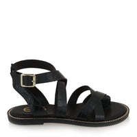 Exe Women's Alexia Flat Strappy Sandal in black - women's sandal