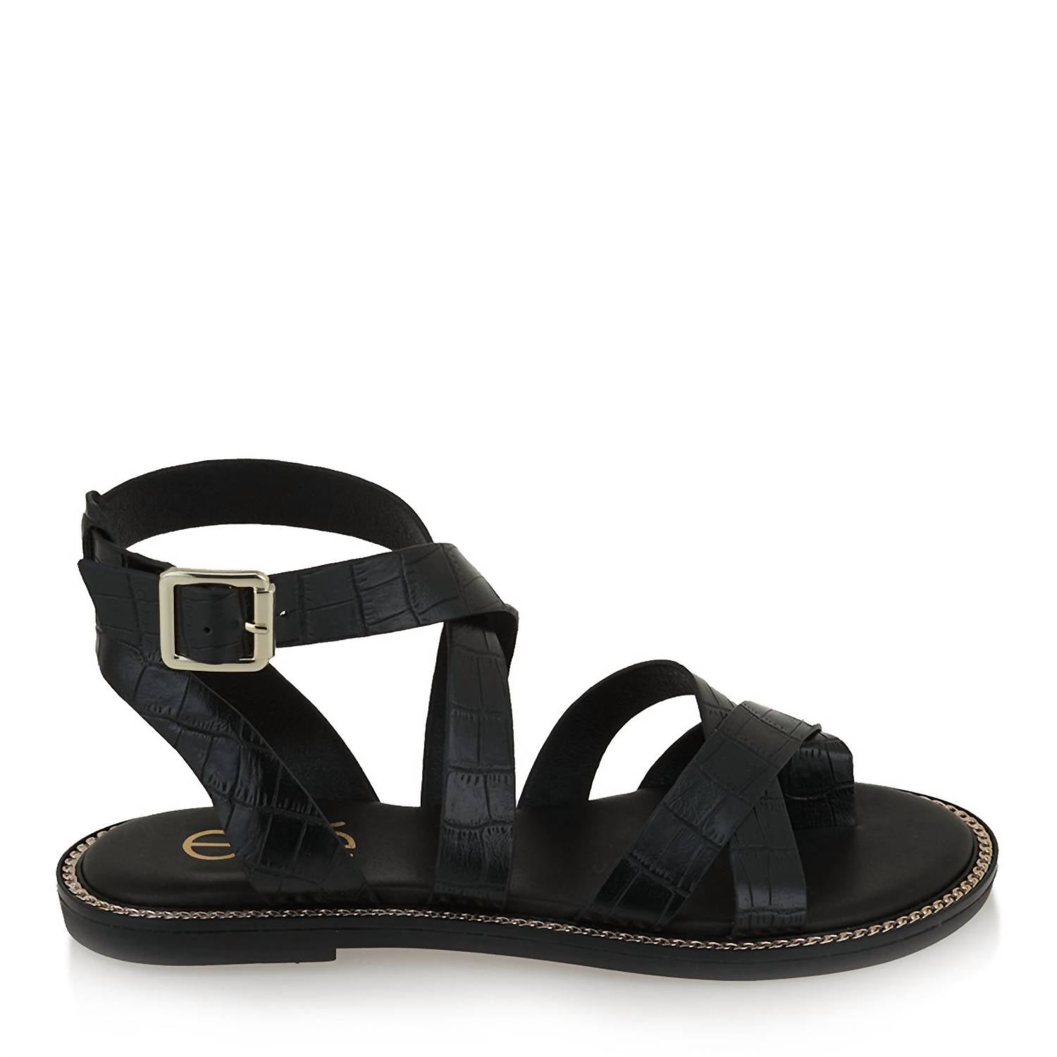 Exe Women's Alexia Flat Strappy Sandal in black - women's sandal
