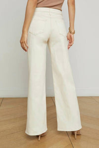 L'Agence Alicent High Rise Sneaker Flare Jeans in macadamia - women's jeans - alternate view