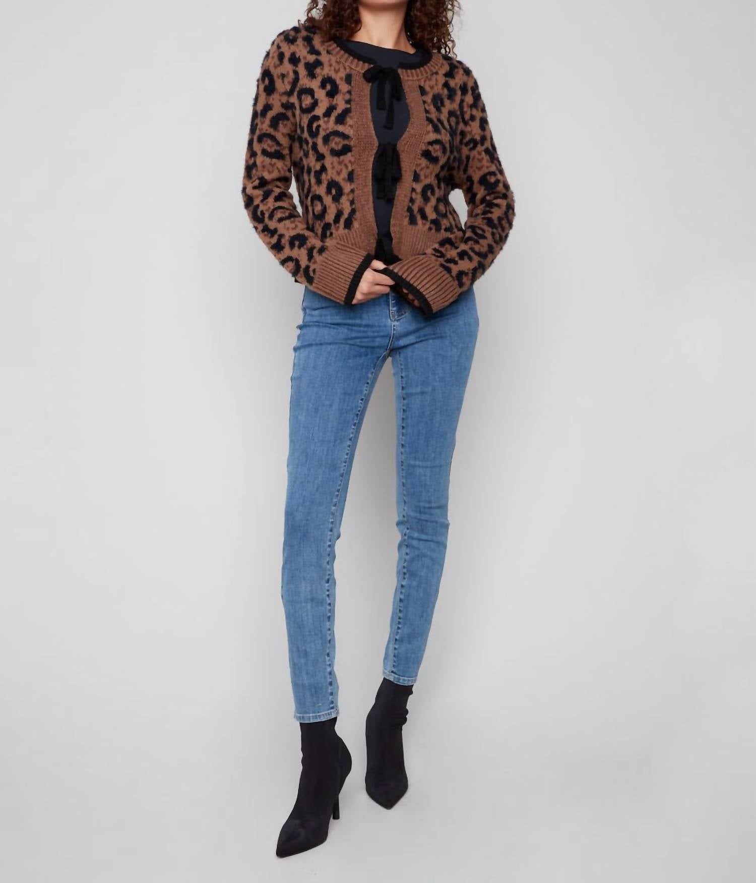 Charlie B - Bow Tie Jacquard Knit Cardigan