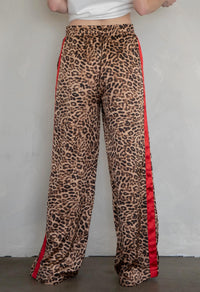 Things Between - Brice Leopard Satin Stripe Wide Leg Pants