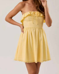 Le Lis - Strapless Eyelet Scallop Hemline Detail Mini Dress