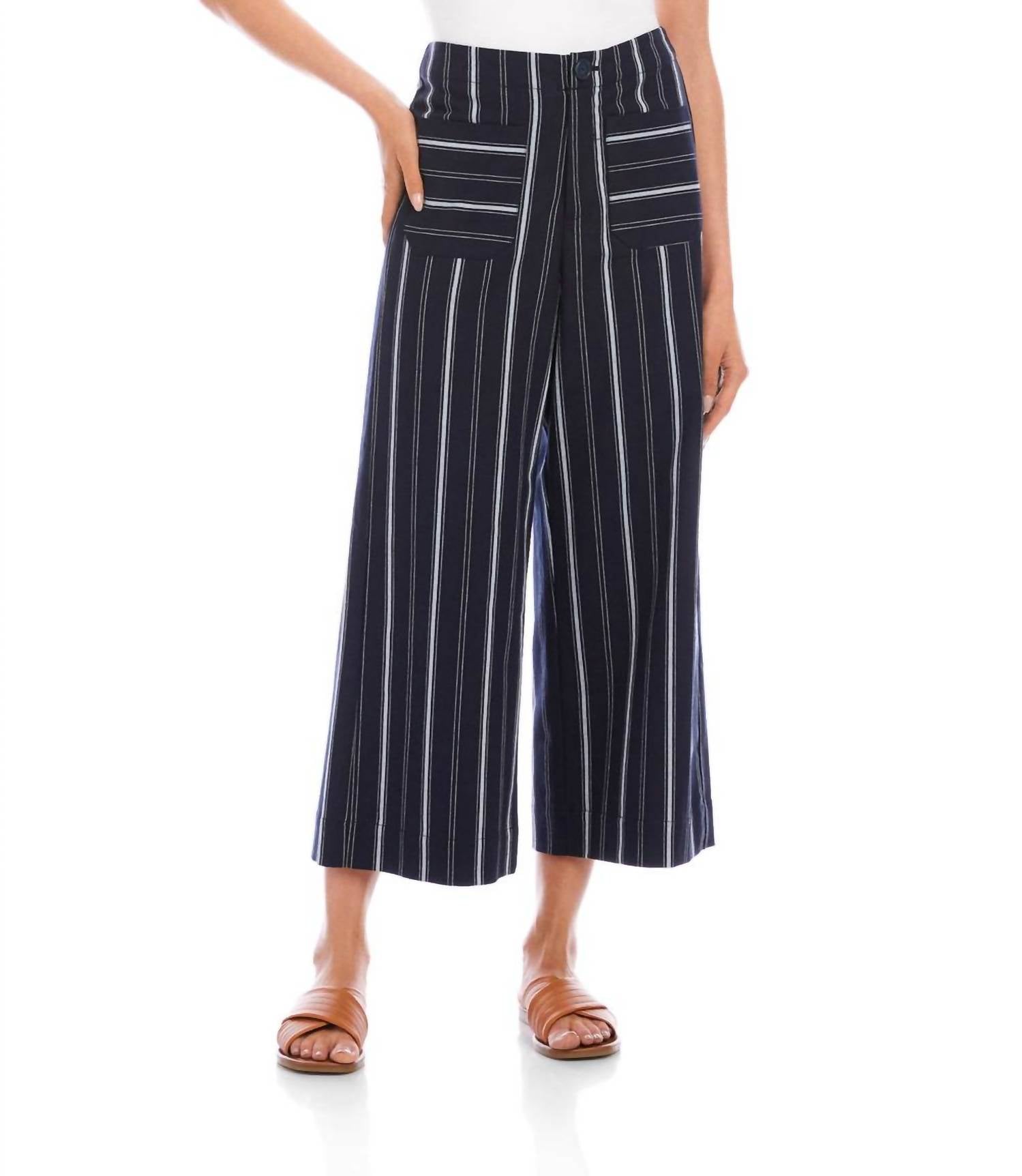 Karen Kane - Stripe Cropped Wide-leg Pants
