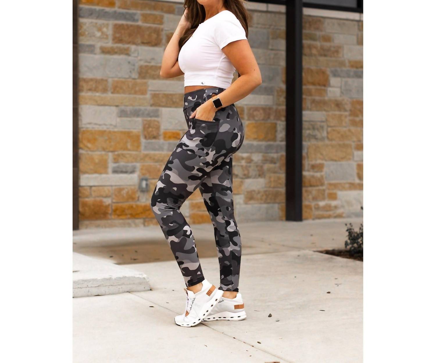 Julia Rose Charlie Full-length Luxe Leggings in camo - women's pants - detail view