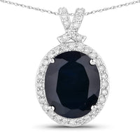 Diana M Jewels Women's Oval Natural Blue Sapphire Pendant Necklace (6.58 Ct) - Elegant in 14k white gold - women's jewelry