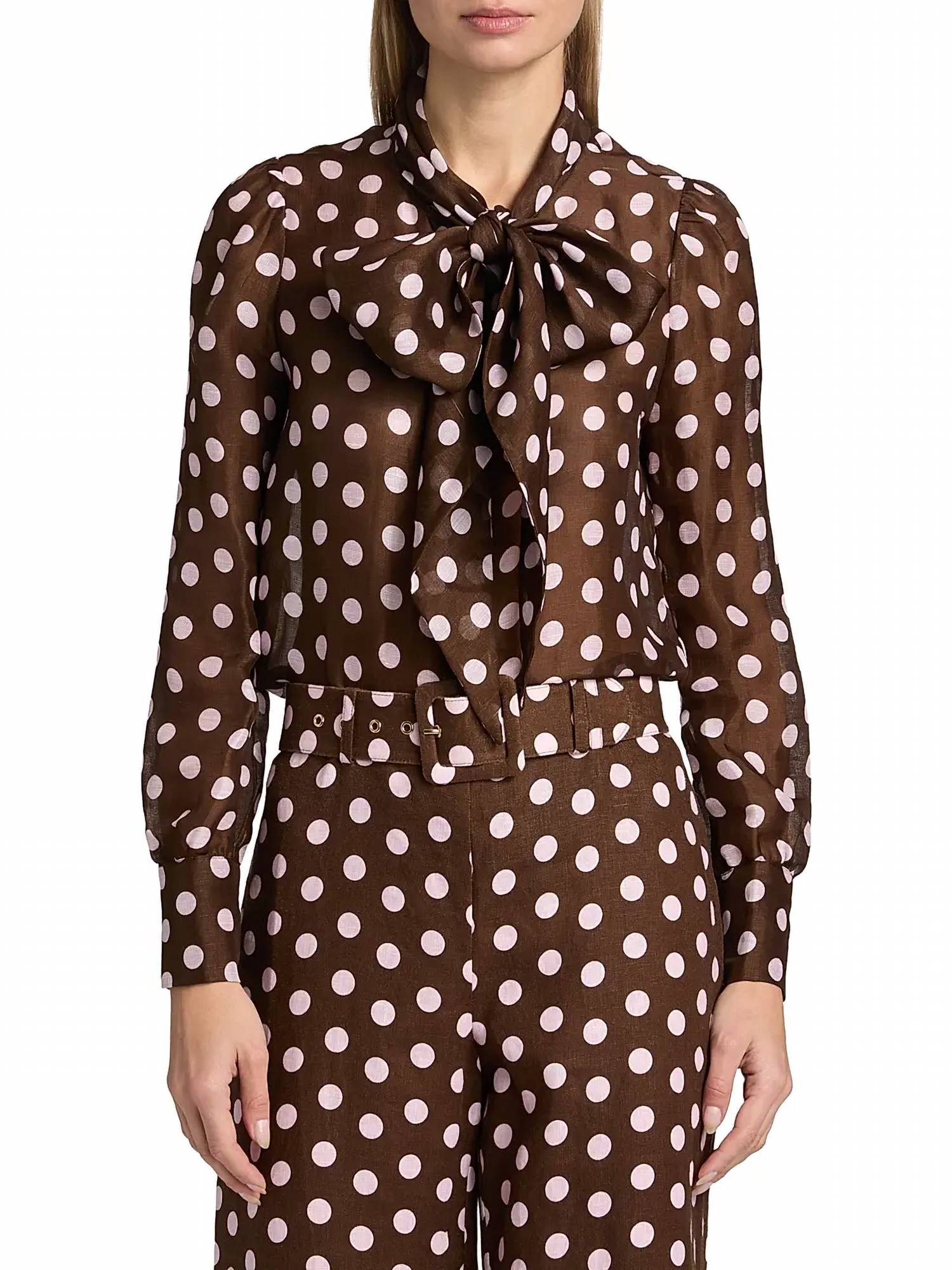 Cara Cara - Chili Polka Dot Linen-silk Shirt