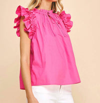 PINCH Playful Ruffled Shirt in pink - women's blouse - alternate view