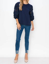 Joh - Pointe Knit Top With Lace
