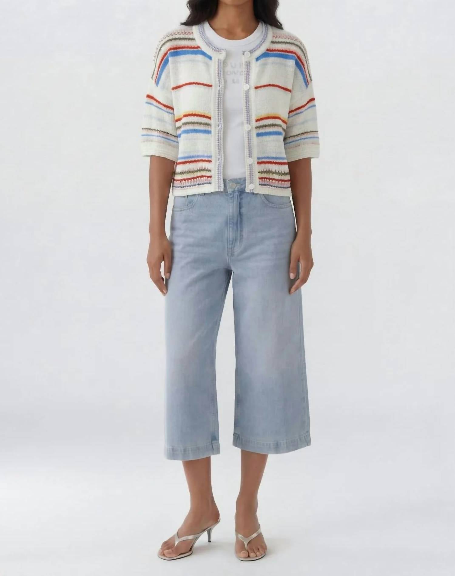 Oui - Crochet Multi Stripe Sweater