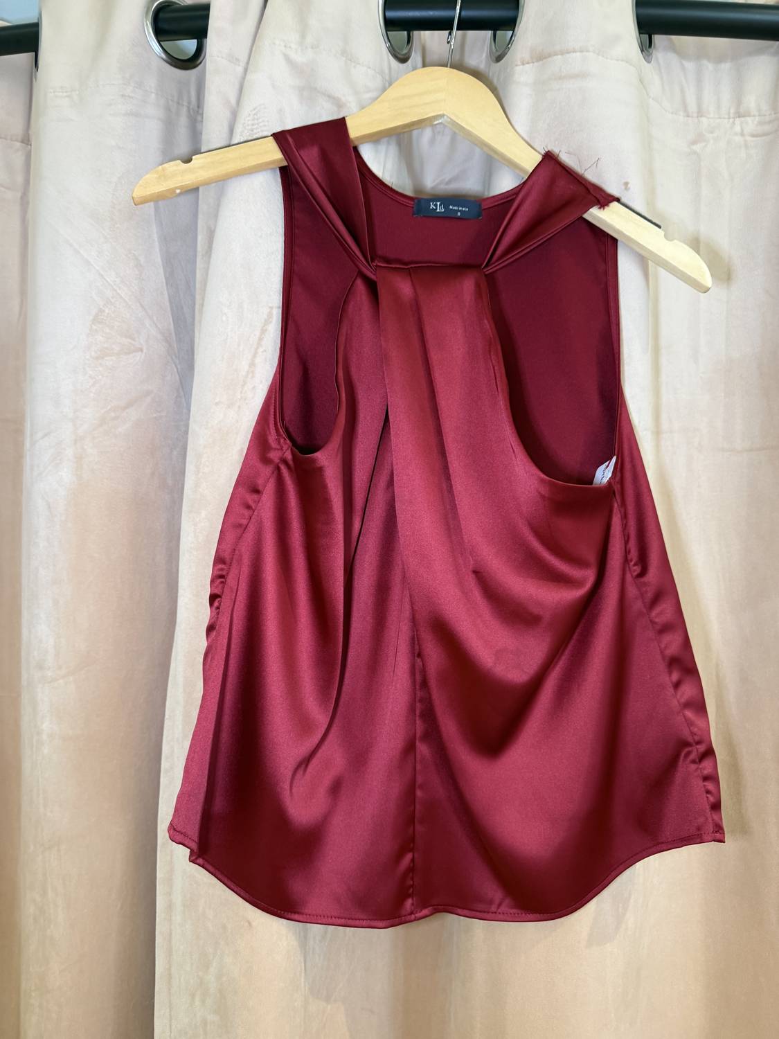 Kld - Women's Satin Front Crossover Halter Top
