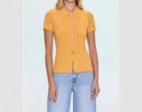 PISTOLA Dominique Short Sleeve Button Up in papaya - women's t-shirt