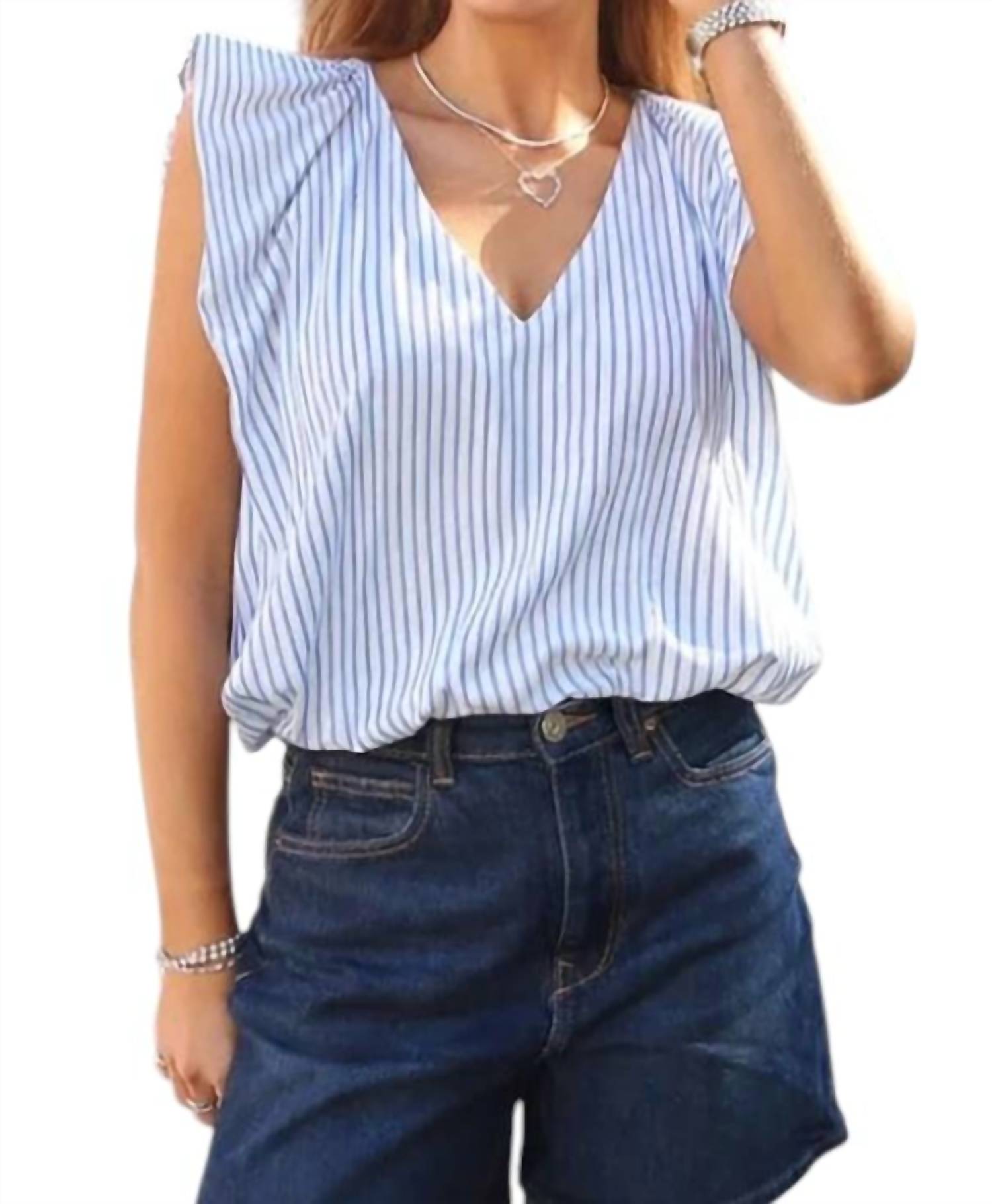 Karlie - Stripe Poplin Bubble Top