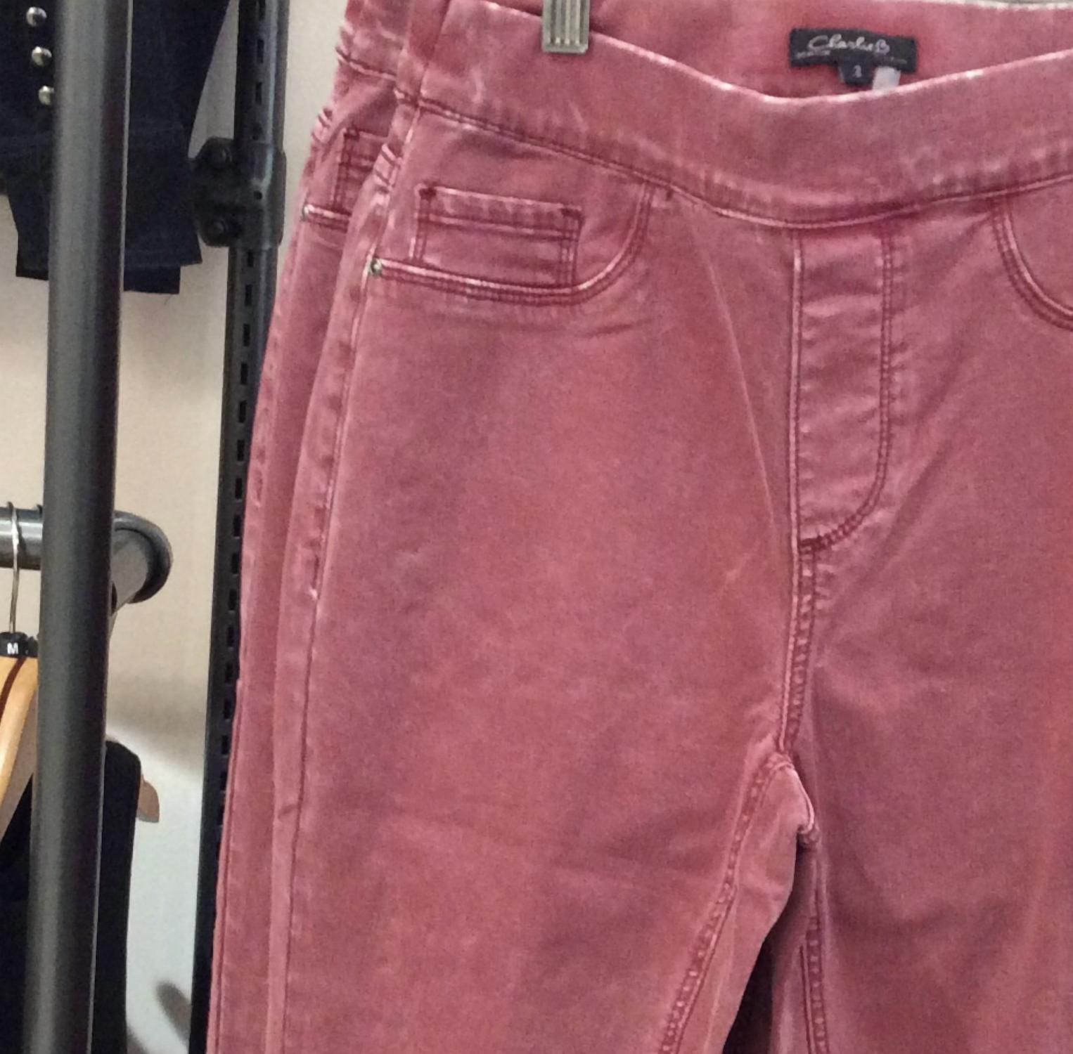 Charlie B - Women's Stone Wash Fig Pull On Pant With Studs