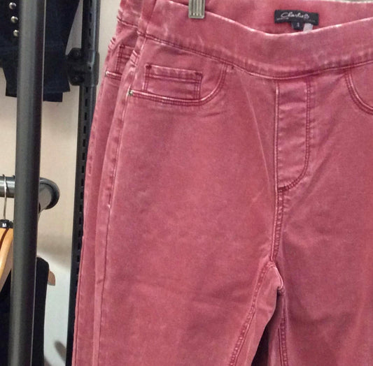 Charlie B - Women's Stone Wash Fig Pull On Pant With Studs