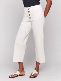 Charlie B - Front Button-fly Crop Twill Pants