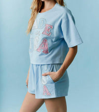 Peach Love - Made in USA Pearl and Lace Top