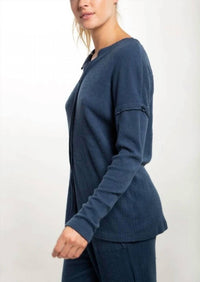 Mono B - Ribbed Chill Lounge Pullover With Notched Neckline