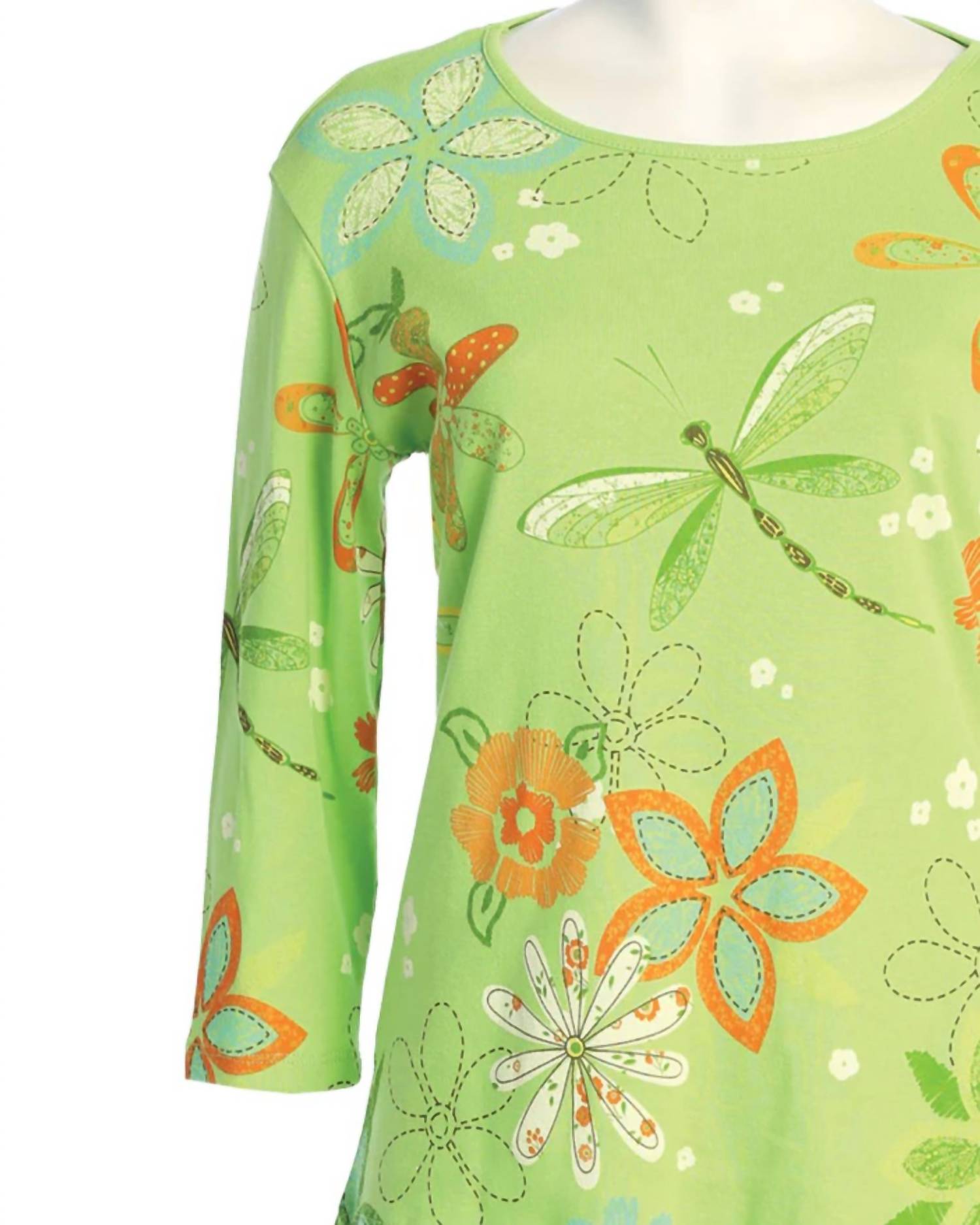 Jess & Jane - Women's Good Times Printed Cotton Top - Plus
