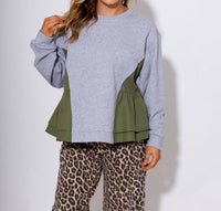 Brad & Rena Cozy Colorblock Sweatshirt in grey - women's top