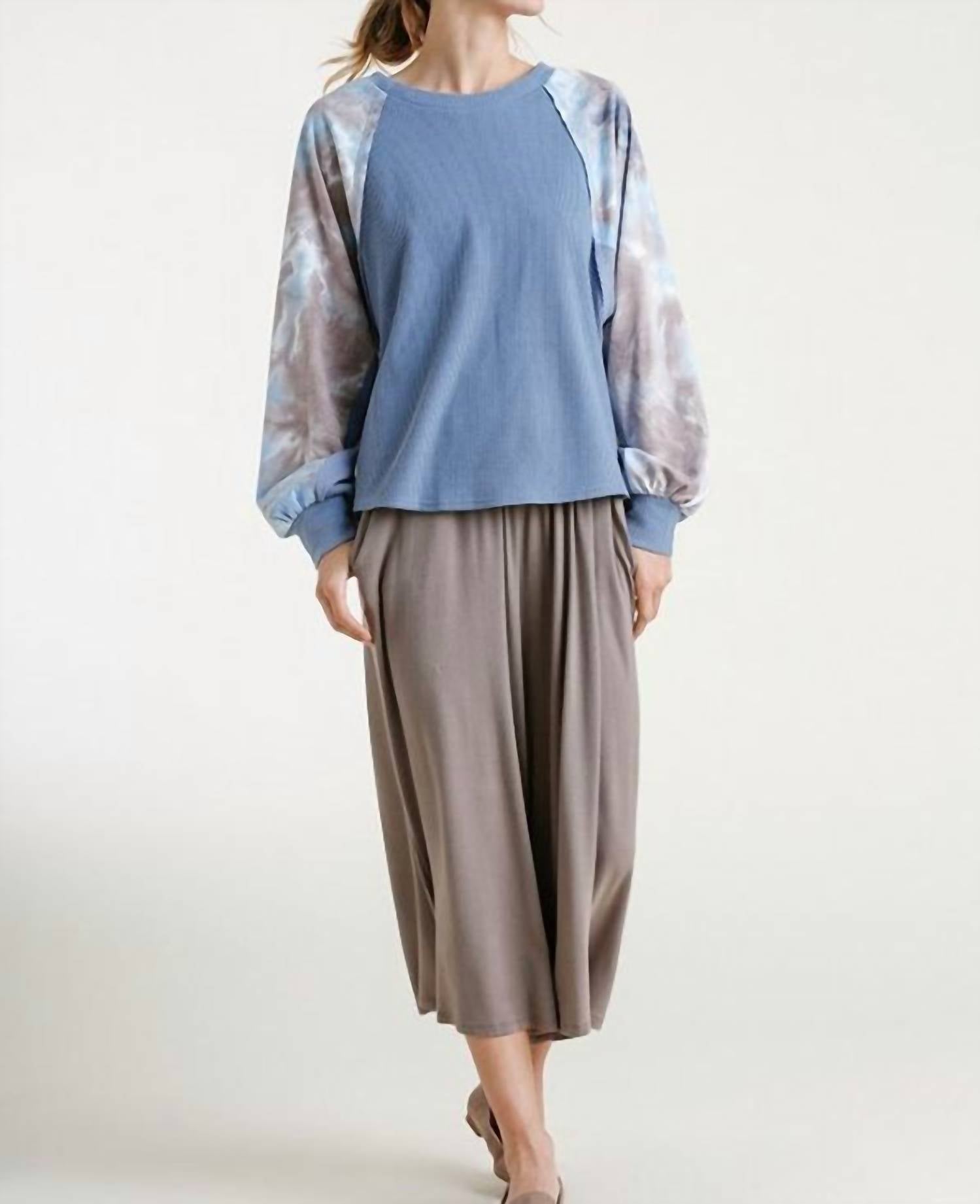 Umgee - Waffle Knit Tie Dye Top