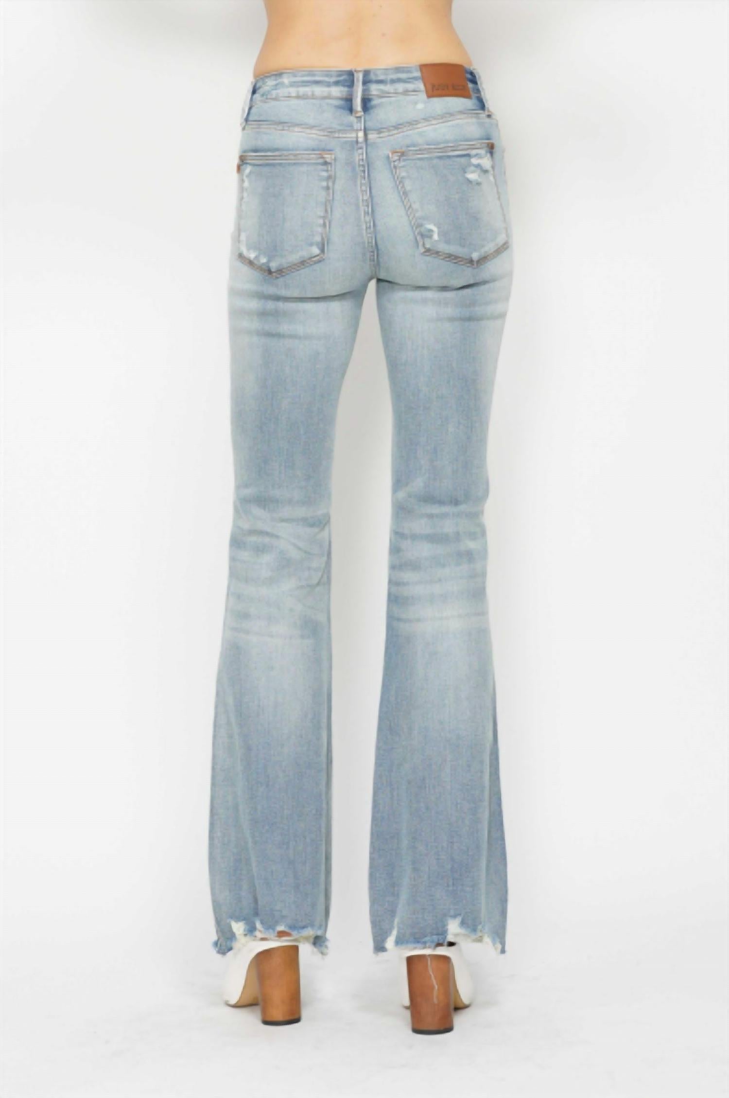 Judy Blue - Mid Rise Tummy Control Destroy Flare Jeans