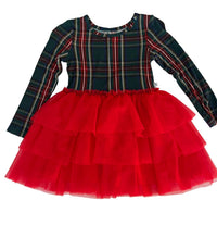 Posh Peanut - Girls Plaid Tulle Skirt Holiday Special Occasion Christmas Dress