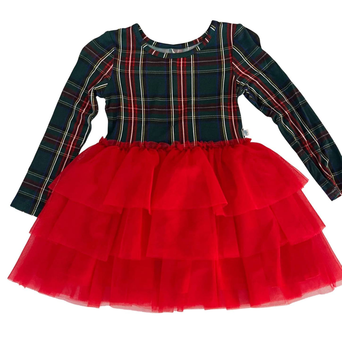 Posh Peanut - Girls Plaid Tulle Skirt Holiday Special Occasion Christmas Dress