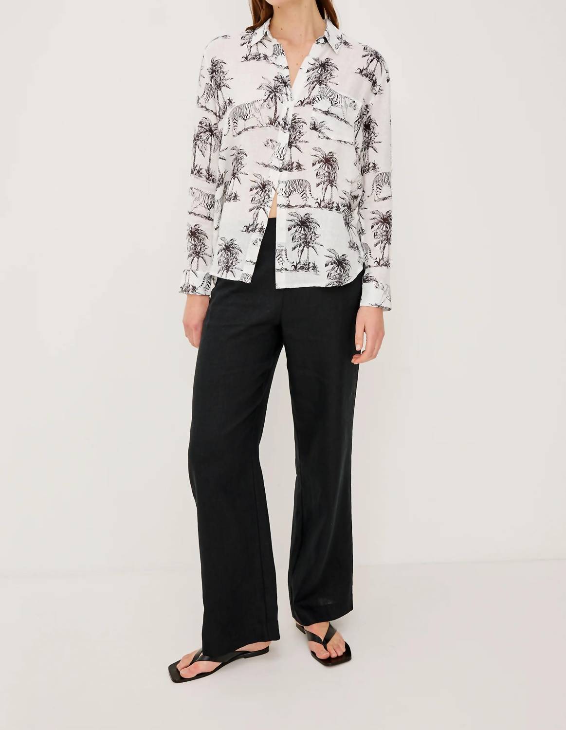 Rails Charli Shirt in ivory bengal - women's long sleeve top - alternate view