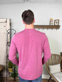 Flags & Anthem Chatham Burnout Long Sleeve Slub Henley Tee in red - men's long sleeve top - alternate view