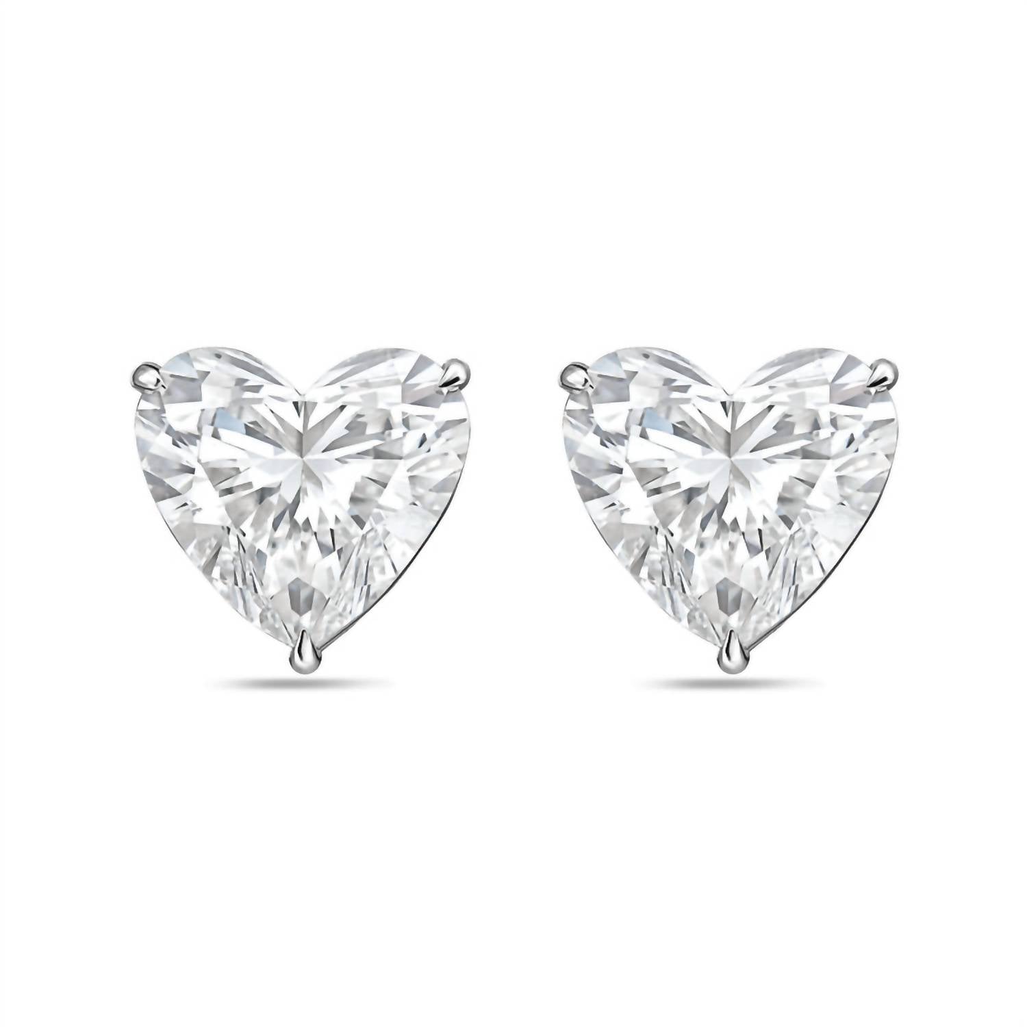 Diana M Jewels - Women's Heart Lab-grown Diamond Stud Earrings (8.00 Tcw) - Elegant Plus