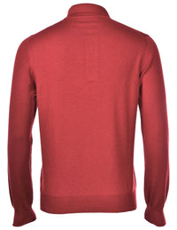 Gran Sasso Men's Vintage Merino Polo in brick - men's sweater - detail view