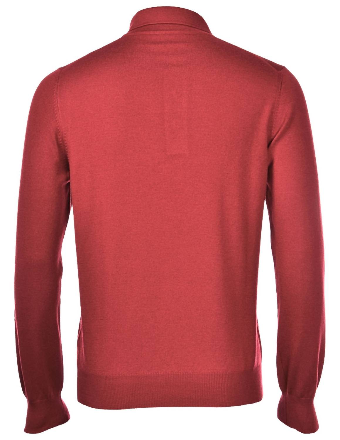 Gran Sasso Men's Vintage Merino Polo in brick - men's sweater - detail view