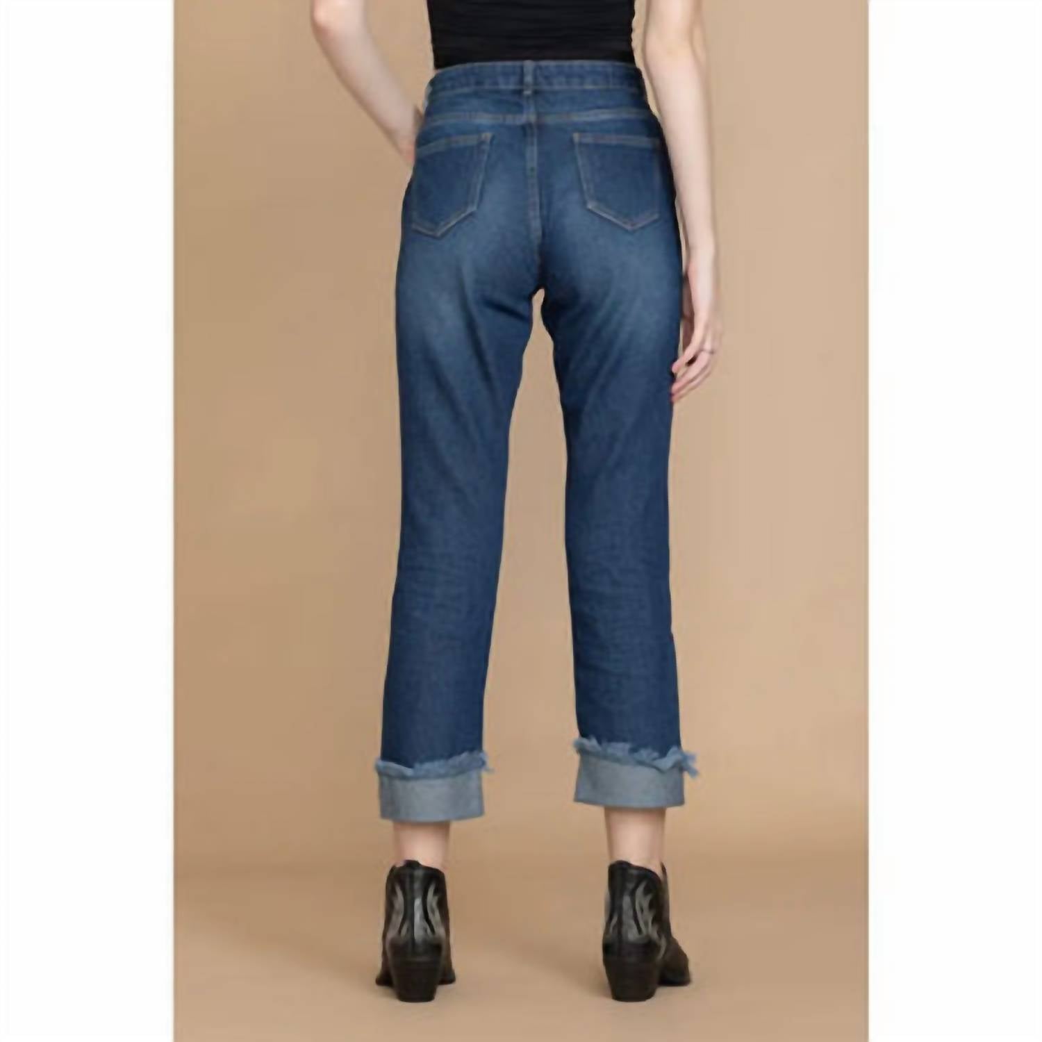 Myra - Amora Cuffed Hem Distressed Boyfriend Jeans