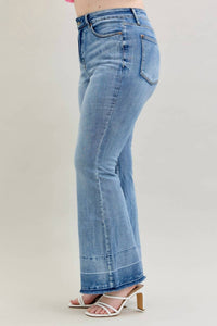 Judy Blue High Waist Tummy Control Release Hem Flare Stretchy Jeans - Plus in denim - women's pants - view 8