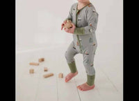 babysprouts Sled Dogs Long Sleeve Zip Romper in grey - kids' item