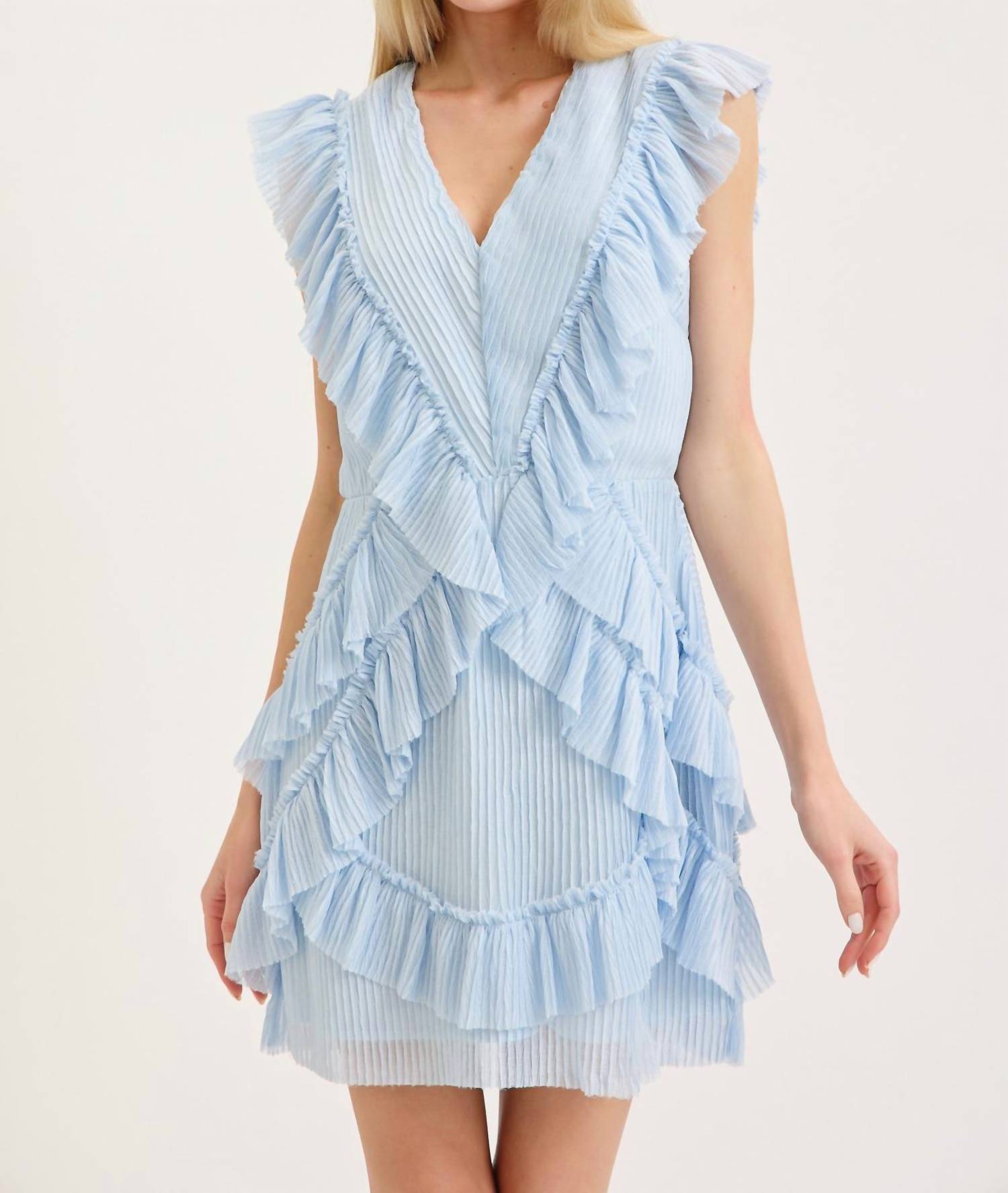 Lena - V-neck Ruffle Mini Dress