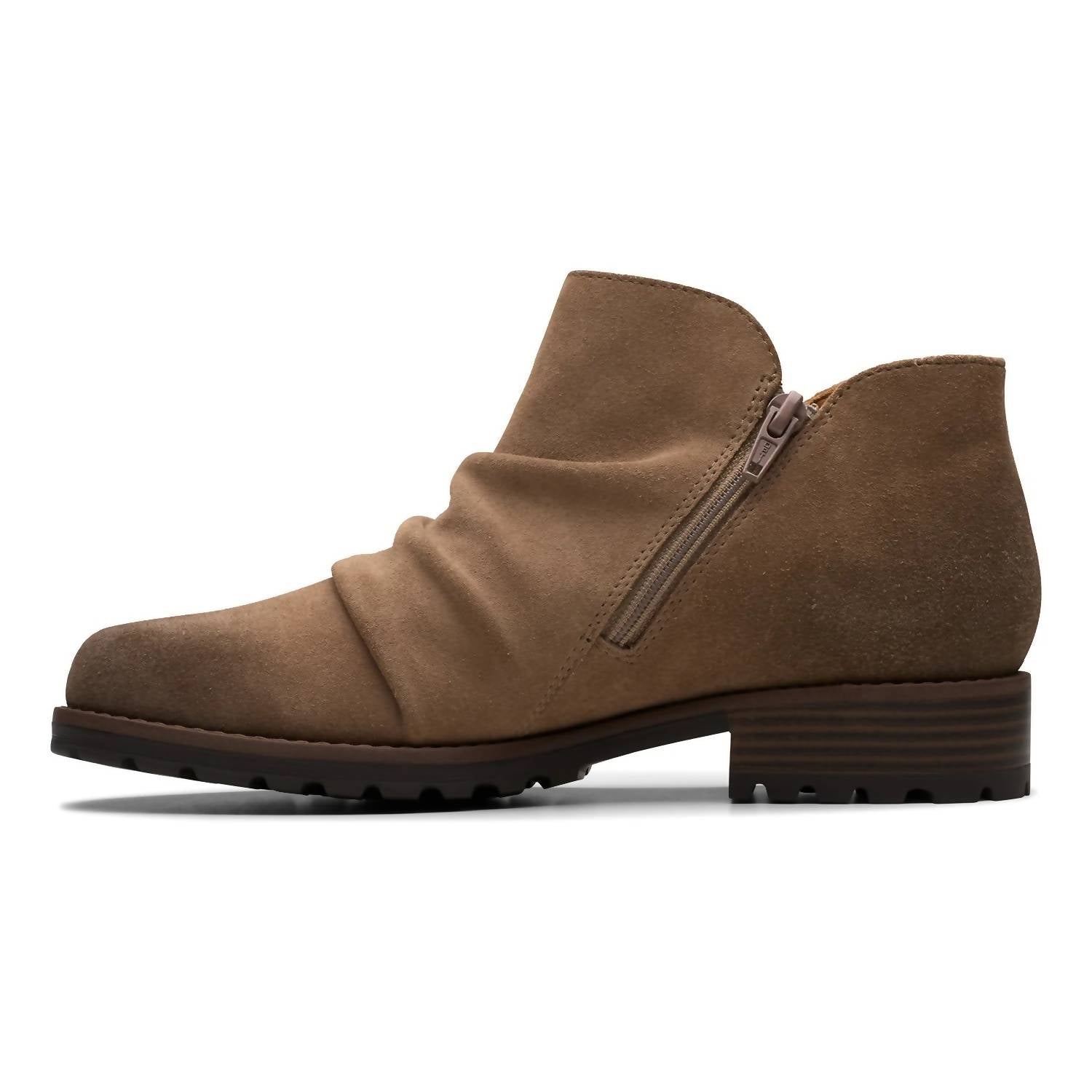 Clarks Women's Nissini Top Boot in dark taupe - women's shoe - detail view