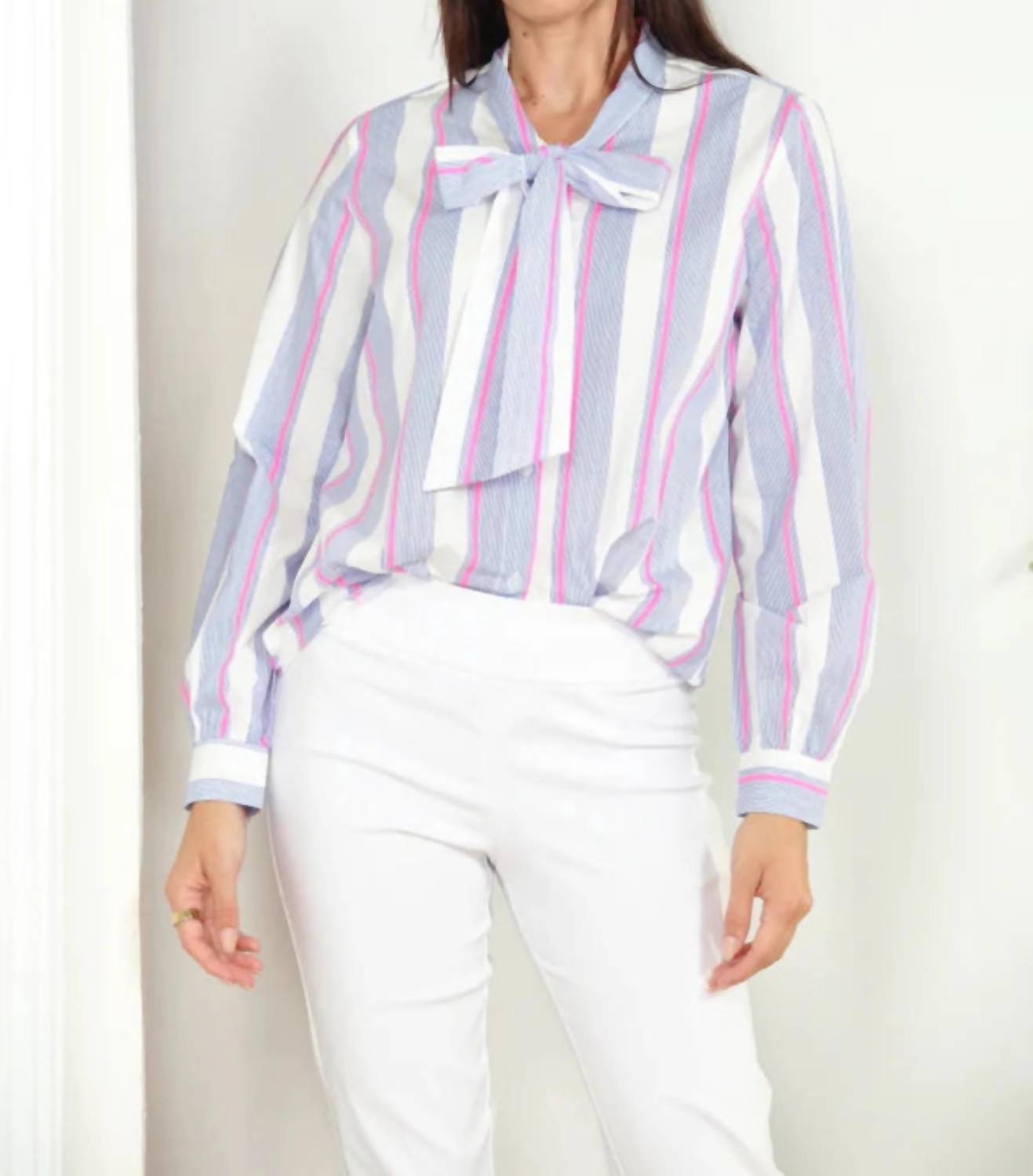 Zero Degrees Celsius - Bow Stripe Blouse