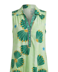 maude vivante Women's Luna Palm Breeze Poplin Dress in mint shells - women's dress - detail view