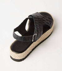 Christina Christi Women's Leather Espadrille Sandals in black - women's sandal - alternate view