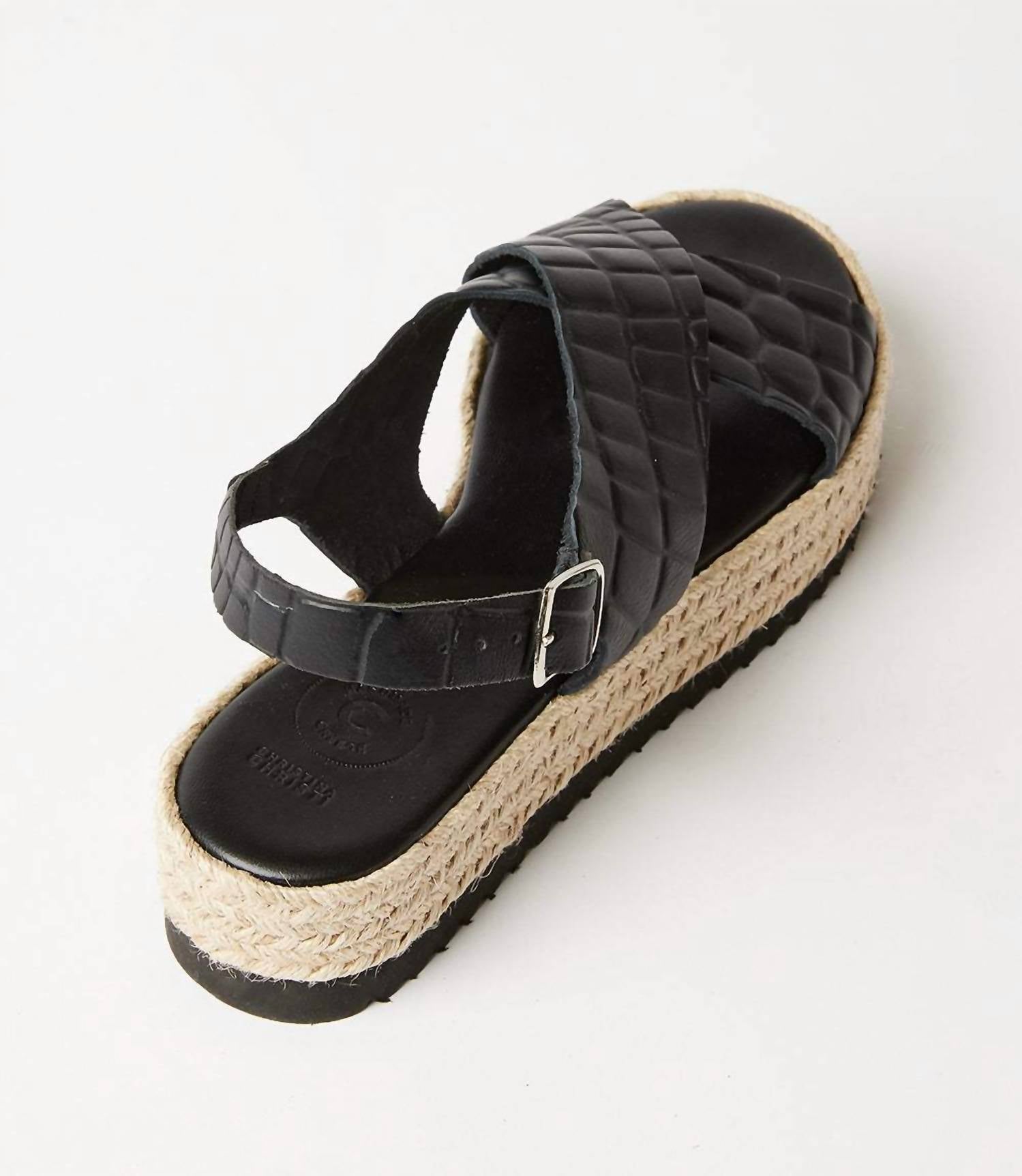 Christina Christi Women's Leather Espadrille Sandals in black - women's sandal - alternate view