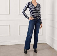 Karen Kane - Long Sleeve Side-shirred Crossover Top