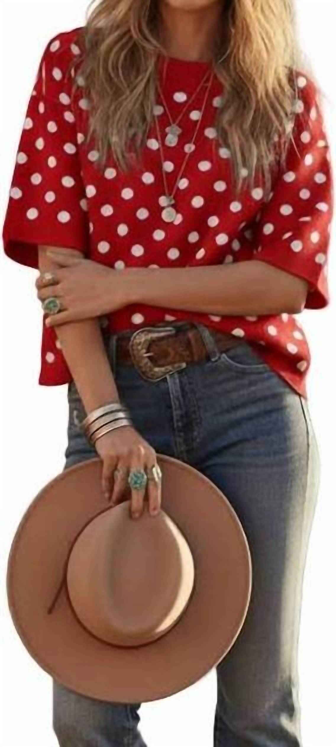 Sewn and Seen Polka Spots Sweater in red - women's sweater