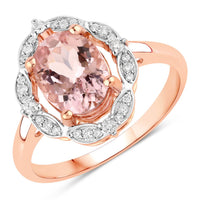 Diana M Jewels Women's Oval Natural Morganite Fashion Ring (1.64 Ct) - Classic in 14k rose gold - women's jewelry