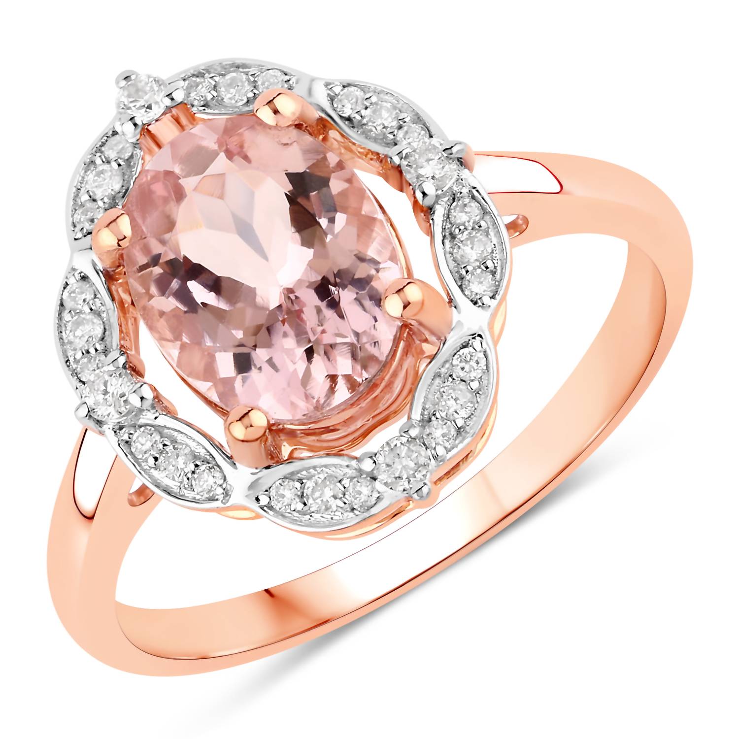 Diana M Jewels Women's Oval Natural Morganite Fashion Ring (1.64 Ct) - Classic in 14k rose gold - women's jewelry