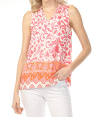 Charlie B - Ruffle Collar Printed Sleeveless Top