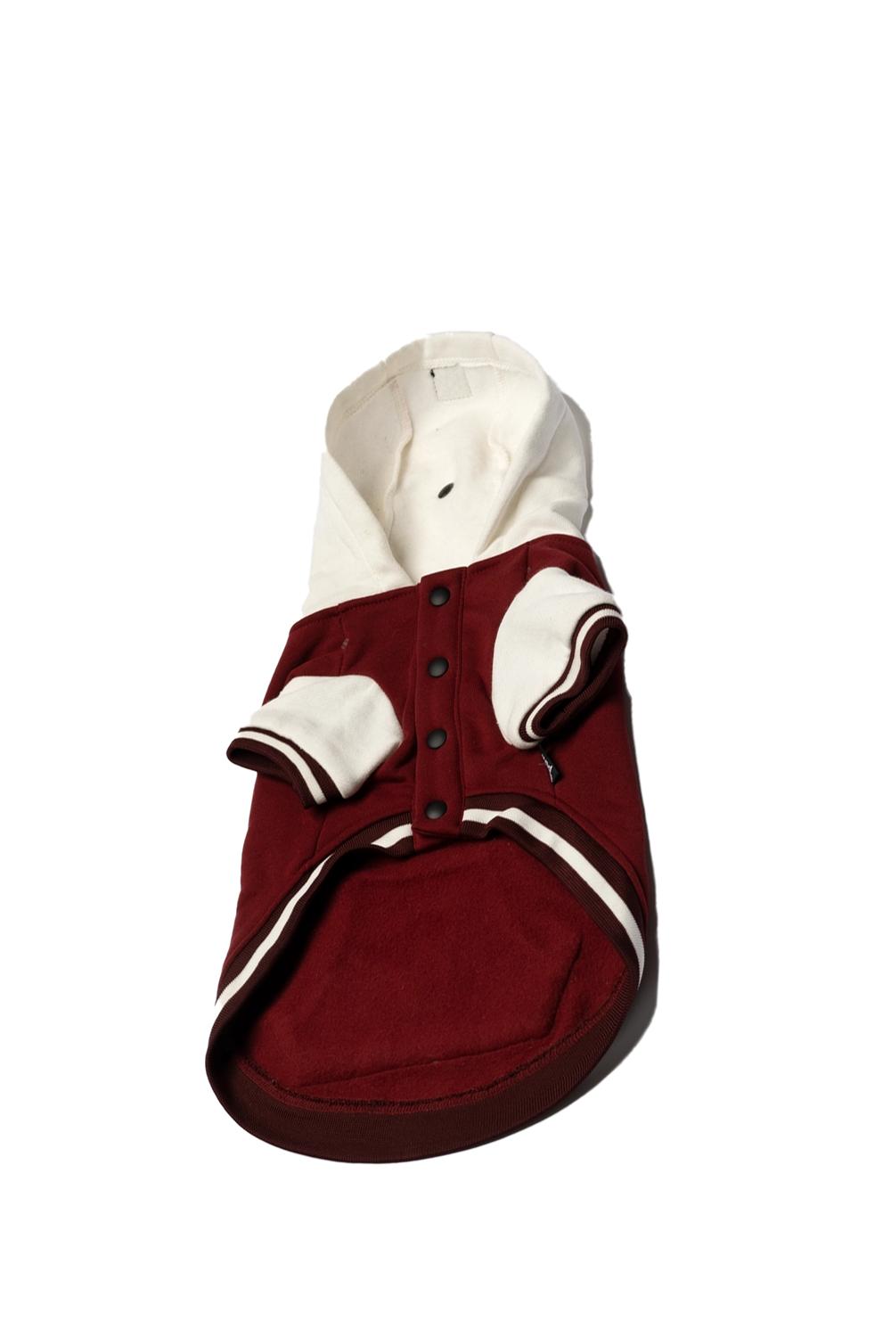 Silver Paw Otis Hoodie Style Varsity Jacket With Snap Closure in burgundy - item - view 4