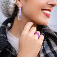 Gold & Honey - Women's Bamboo Illusion Lucite Hoop Earrings
