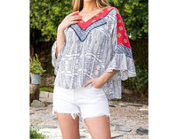 Thml - Mixed Print Mid Bell Sleeve Top